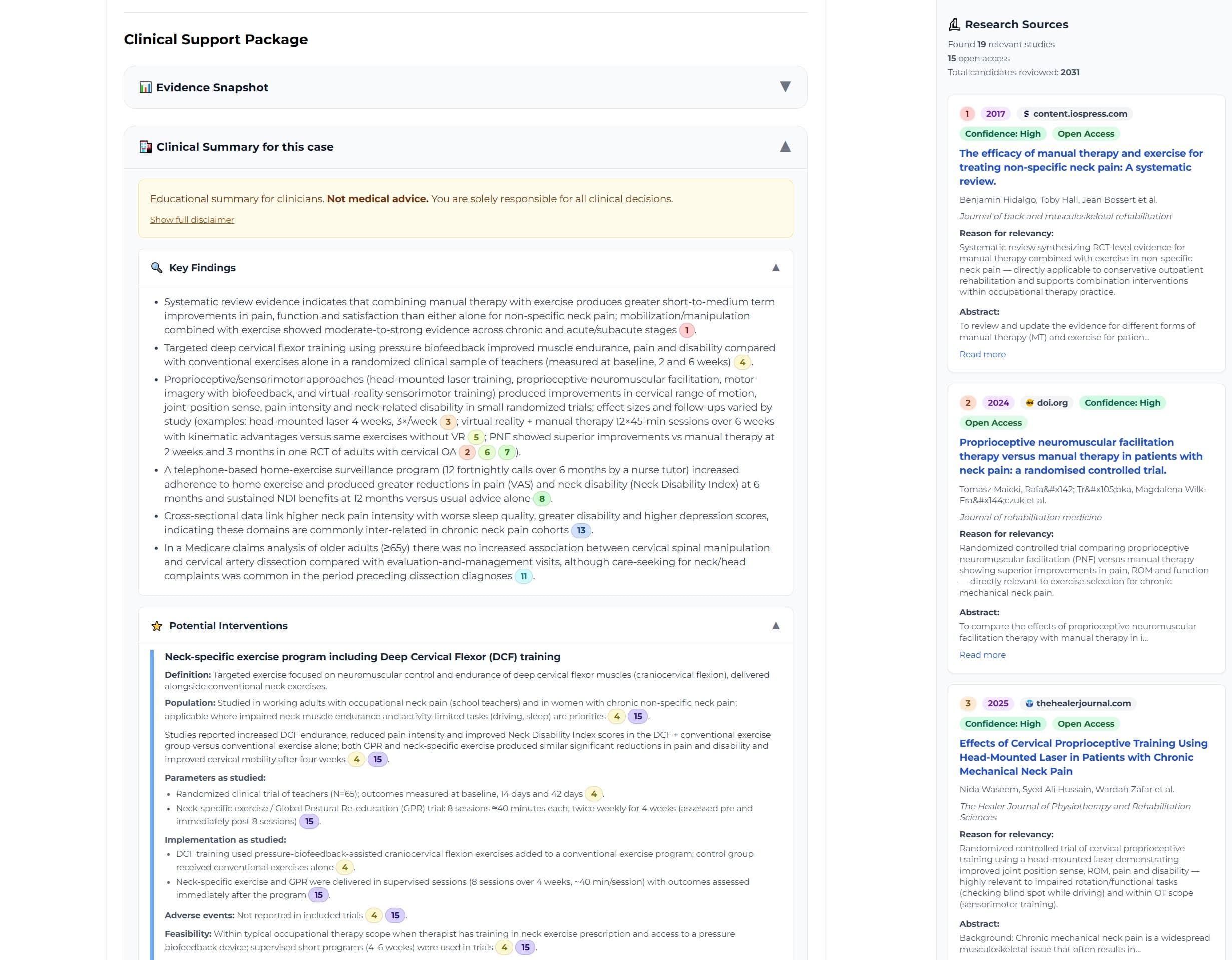 SYMALA for Allied Health interface